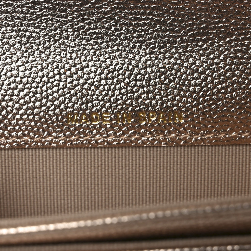 Metallic Caviar Quilted CC Flap  Holder Copper