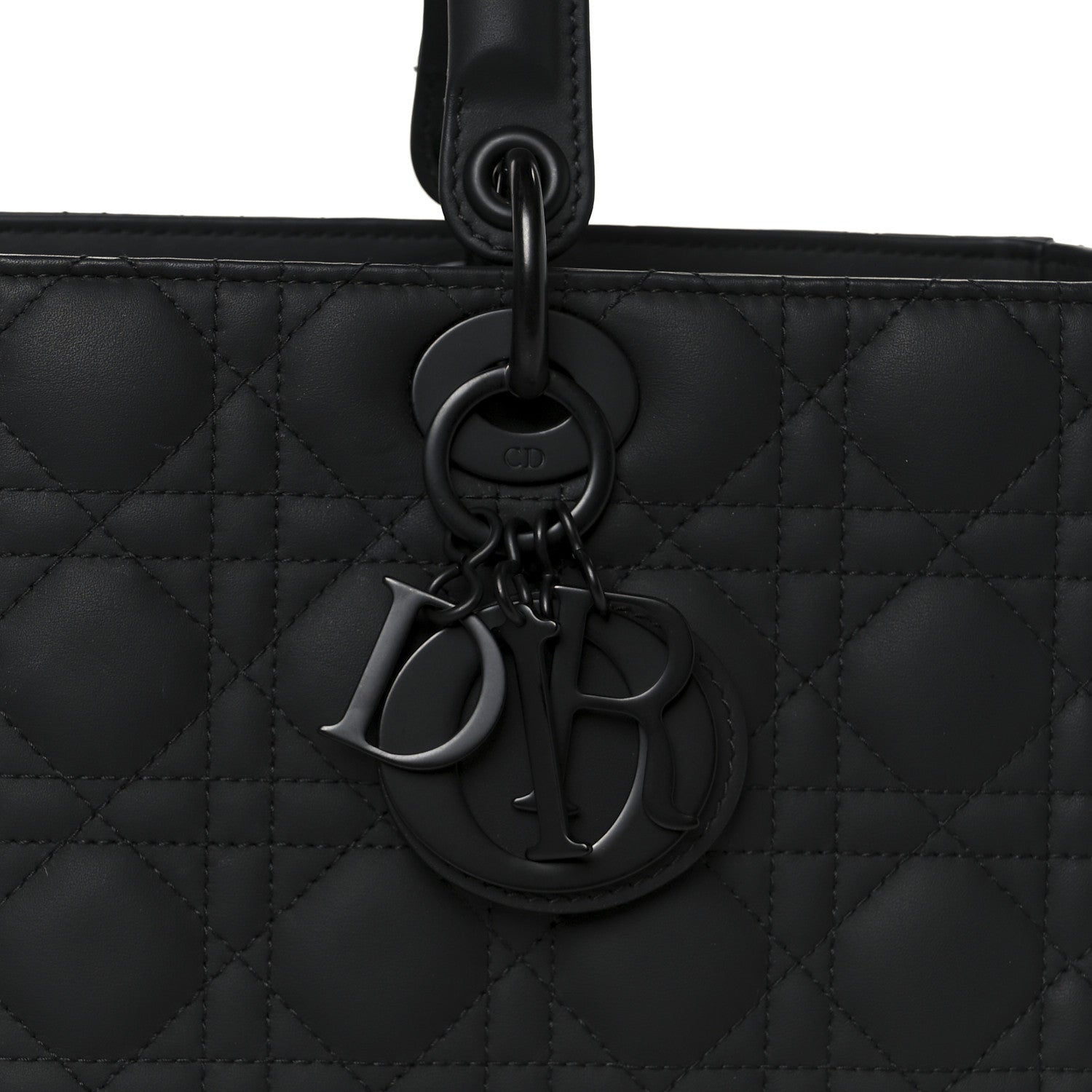 Ultra Matte Calfskin Cannage Large Lady Dior Black