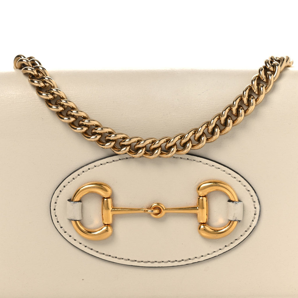 Boarded Plutone Calfskin Horsebit 1955 Wallet On Chain Mystic White
