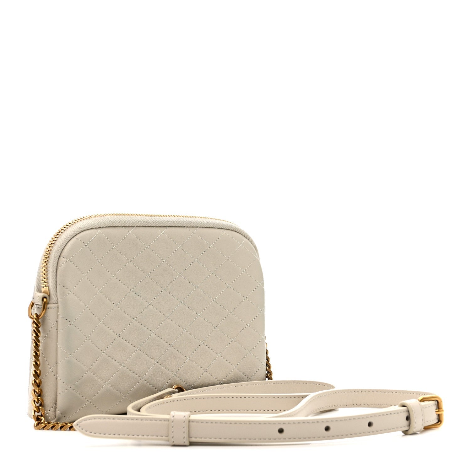 Lambskin Quilted Gaby Zipped Pouch Crema Soft