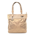 Metallic Coated Canvas Quilted Small Paris Biarritz Tote Gold