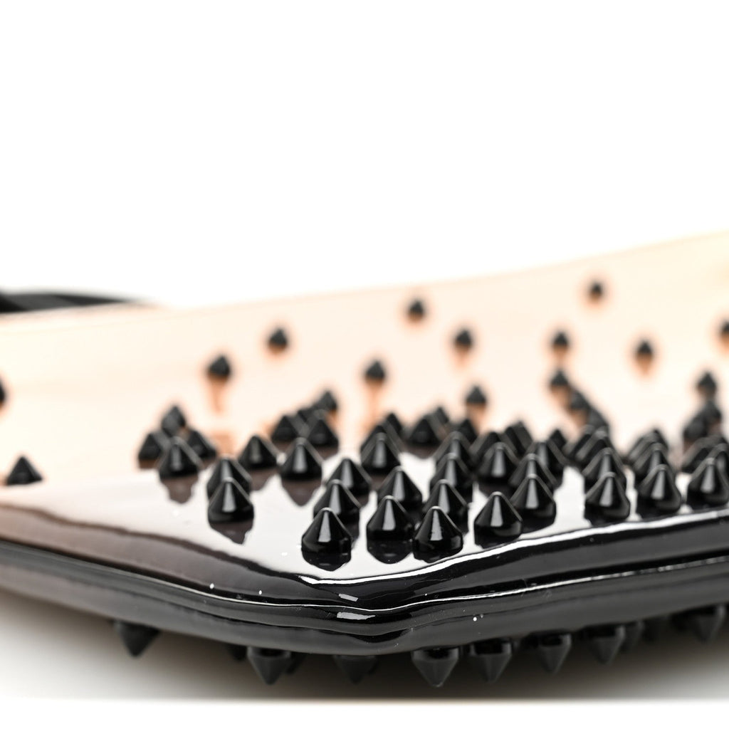 Patent Degrade Loubiposh Spiked Clutch Nude Black