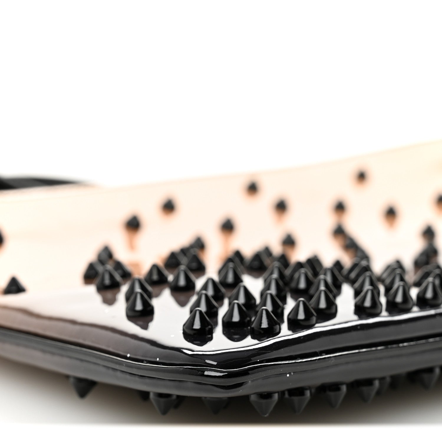 Patent Degrade Loubiposh Spiked Clutch Nude Black