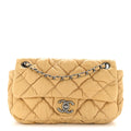 Calfskin Quilted Medium Bubble Quilt Flap Bag Beige