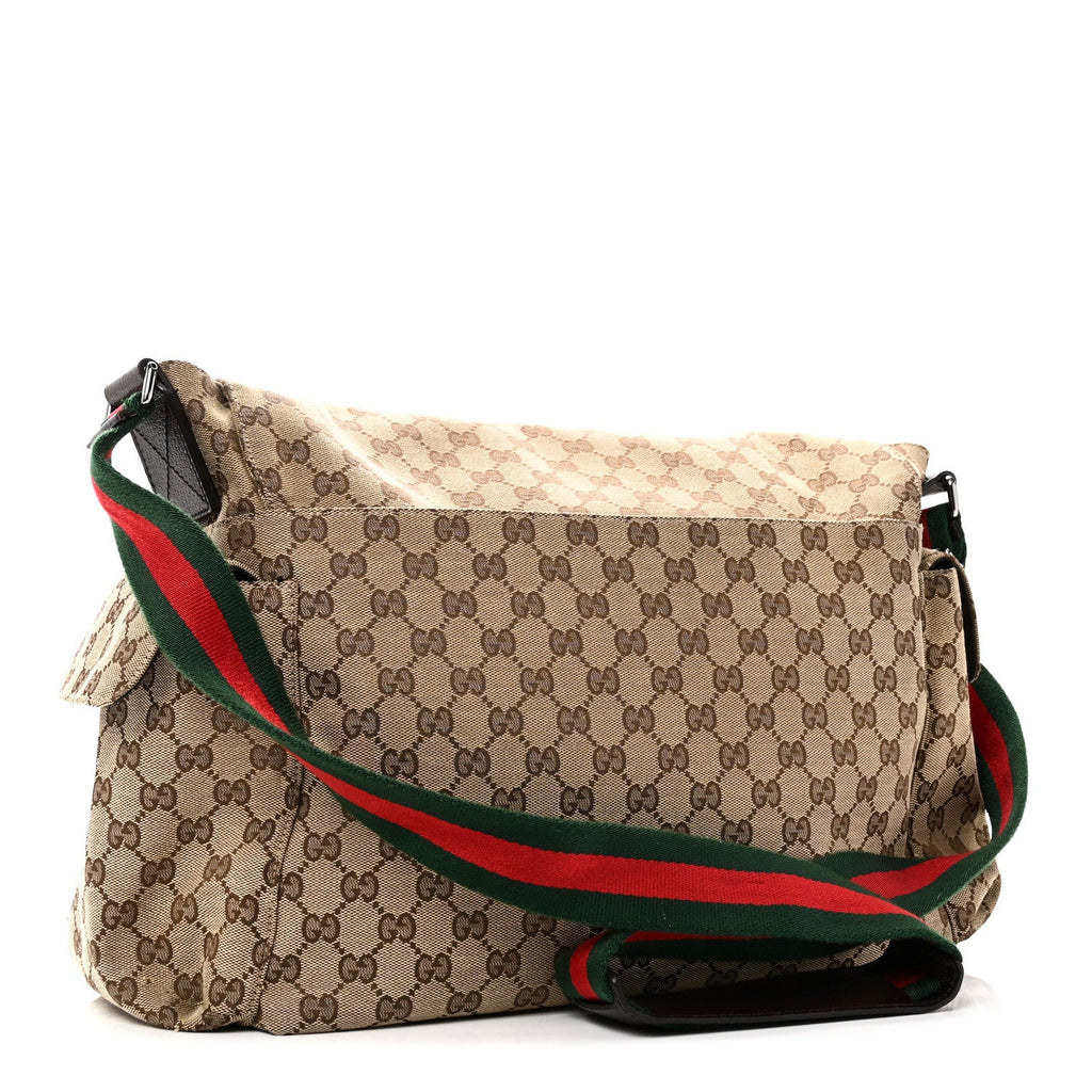 Monogram Web Messenger Diaper Bag Brown