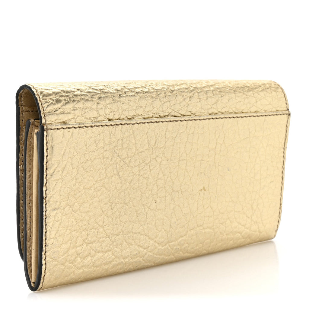 Metallic Heritage Grain Penrose Bow Continental Wallet Gold