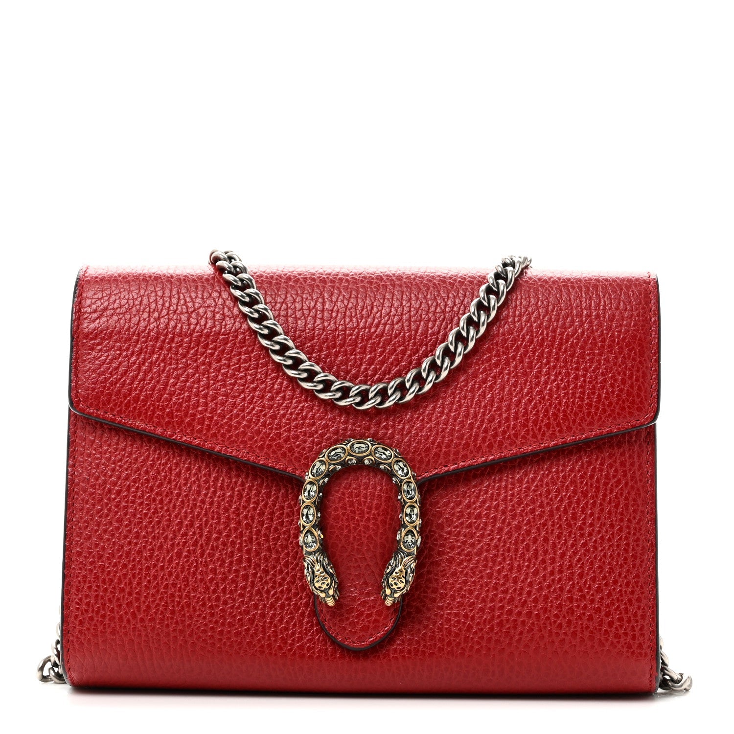 Calfskin Mini Dionysus Chain Wallet Hibiscus Red