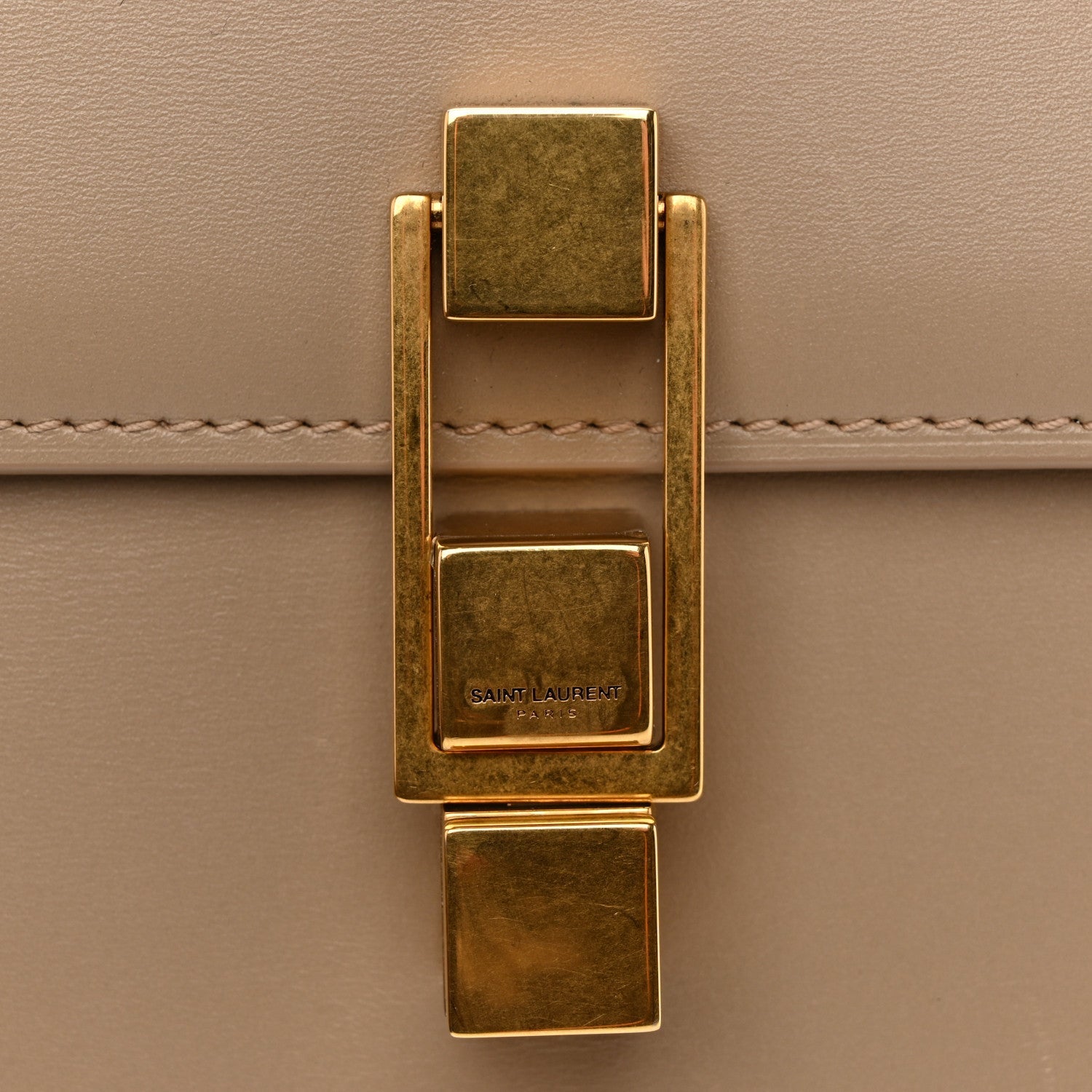 Smooth Calfskin Le Carre Satchel Dark Beige