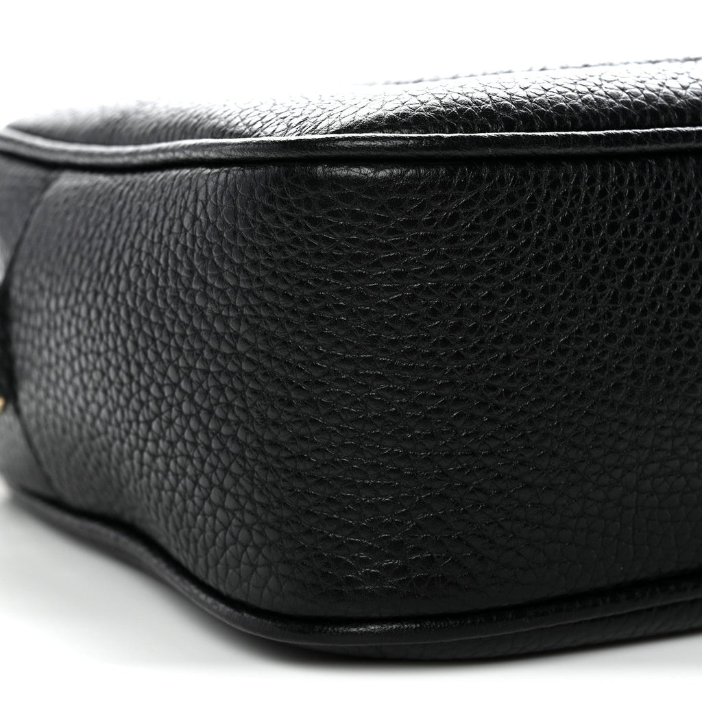 Pebbled Calfskin Small Soho Disco Bag Black