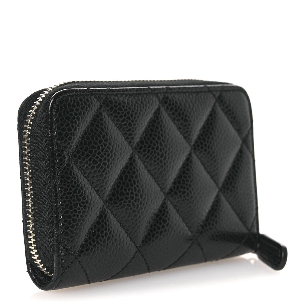 Caviar Quilted Zip Coin Purse Black