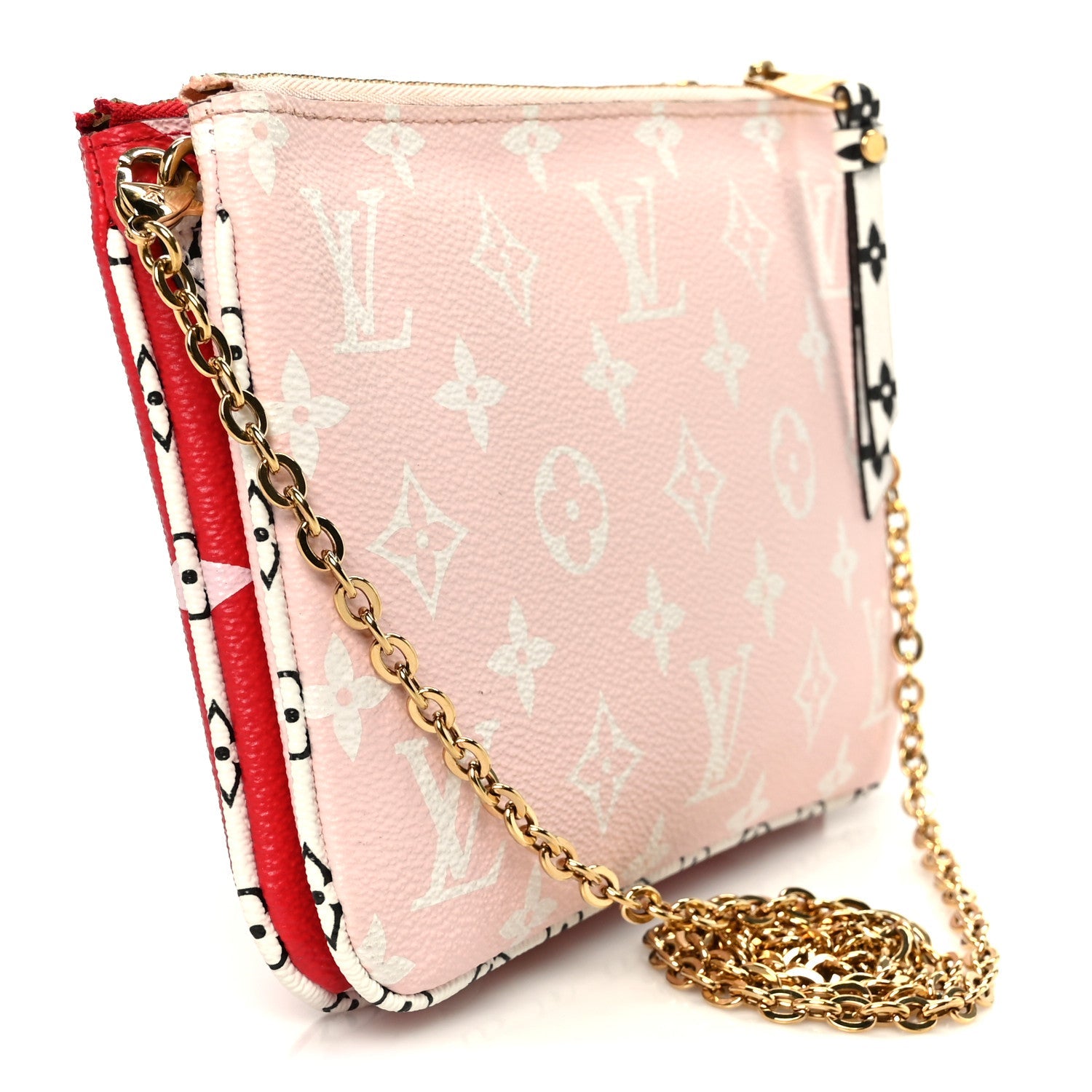 Monogram Giant Double Zip Pochette Rouge