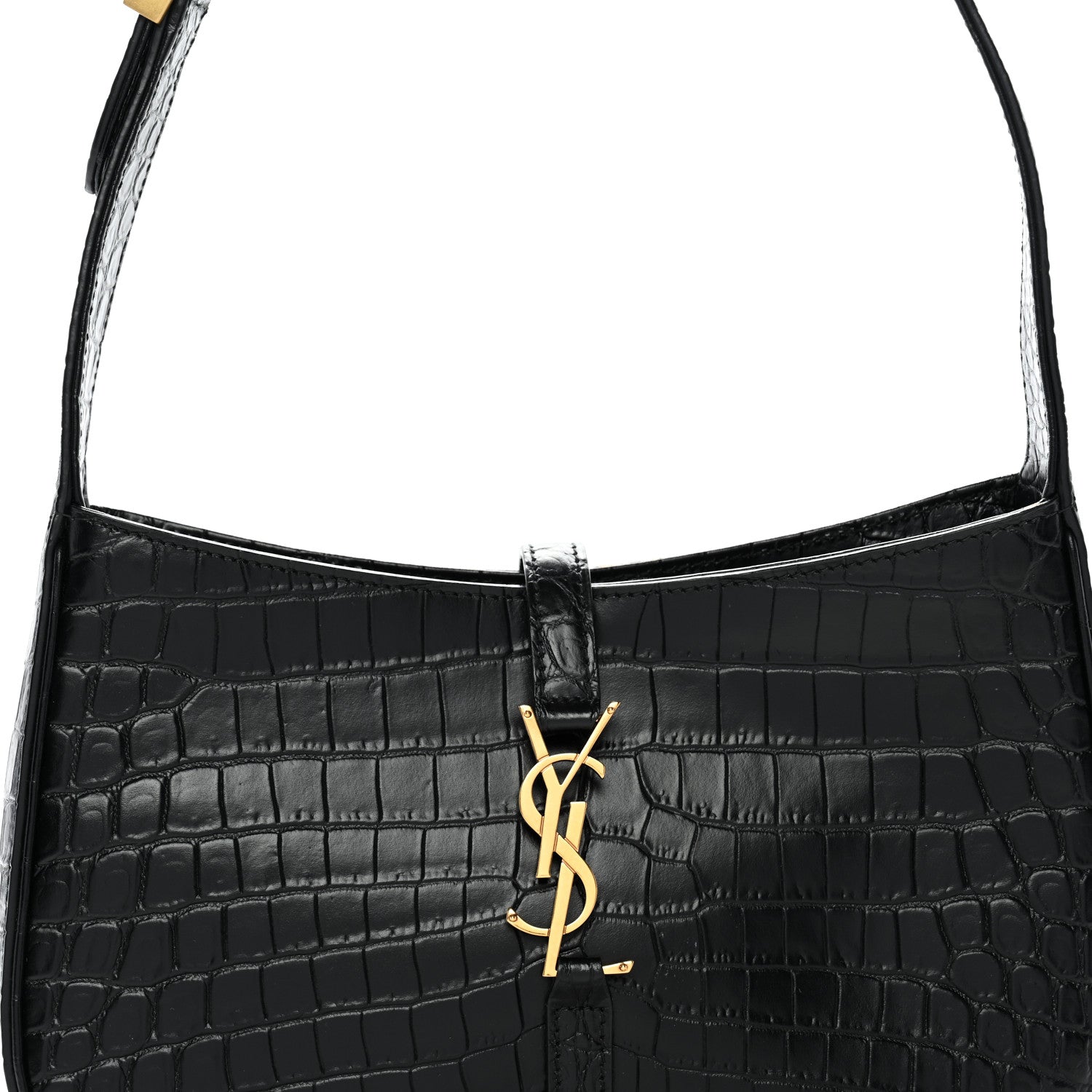 Calfskin Crocodile Embossed LE 5 A 7 Hobo Black