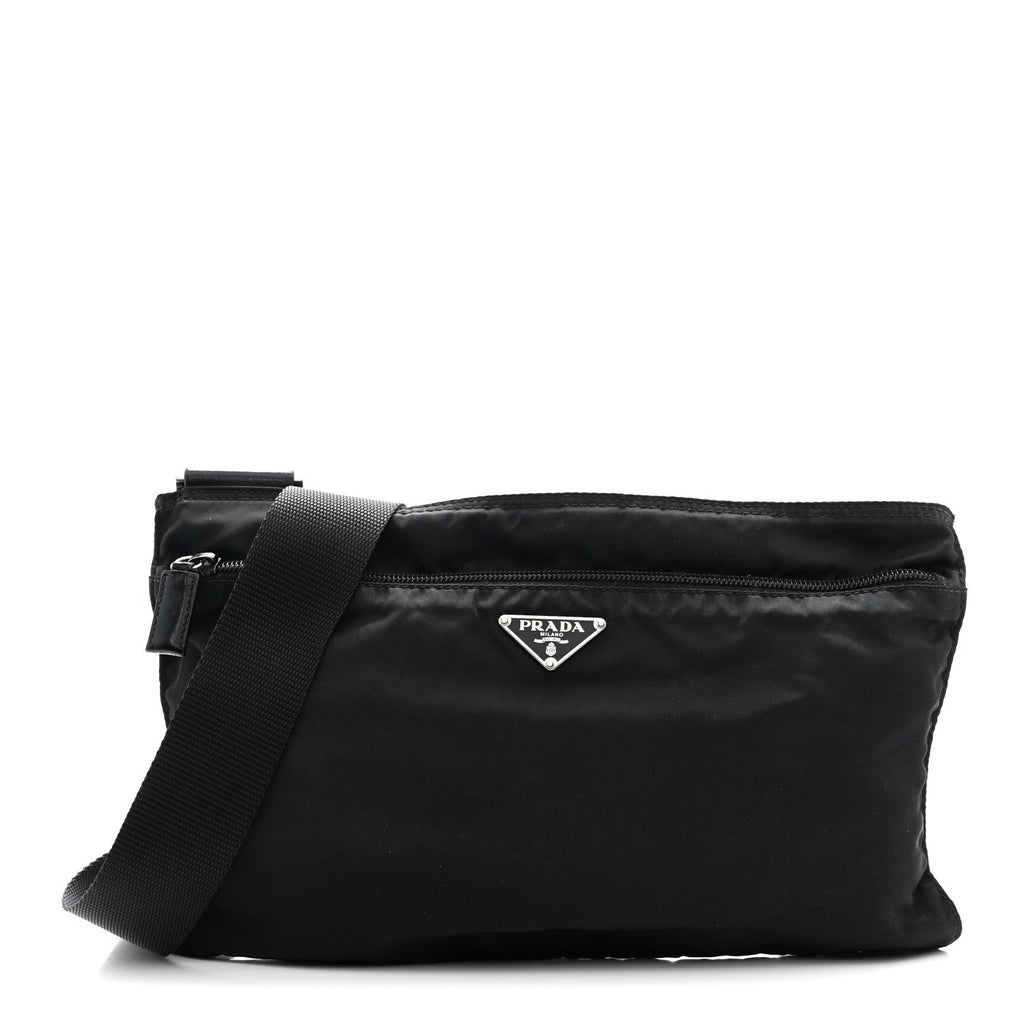 Tessuto Nylon Flat Messenger Bag Black