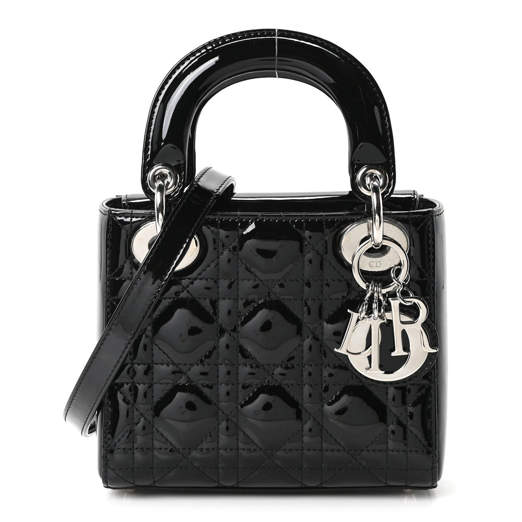 Patent Cannage Mini Lady Dior Black