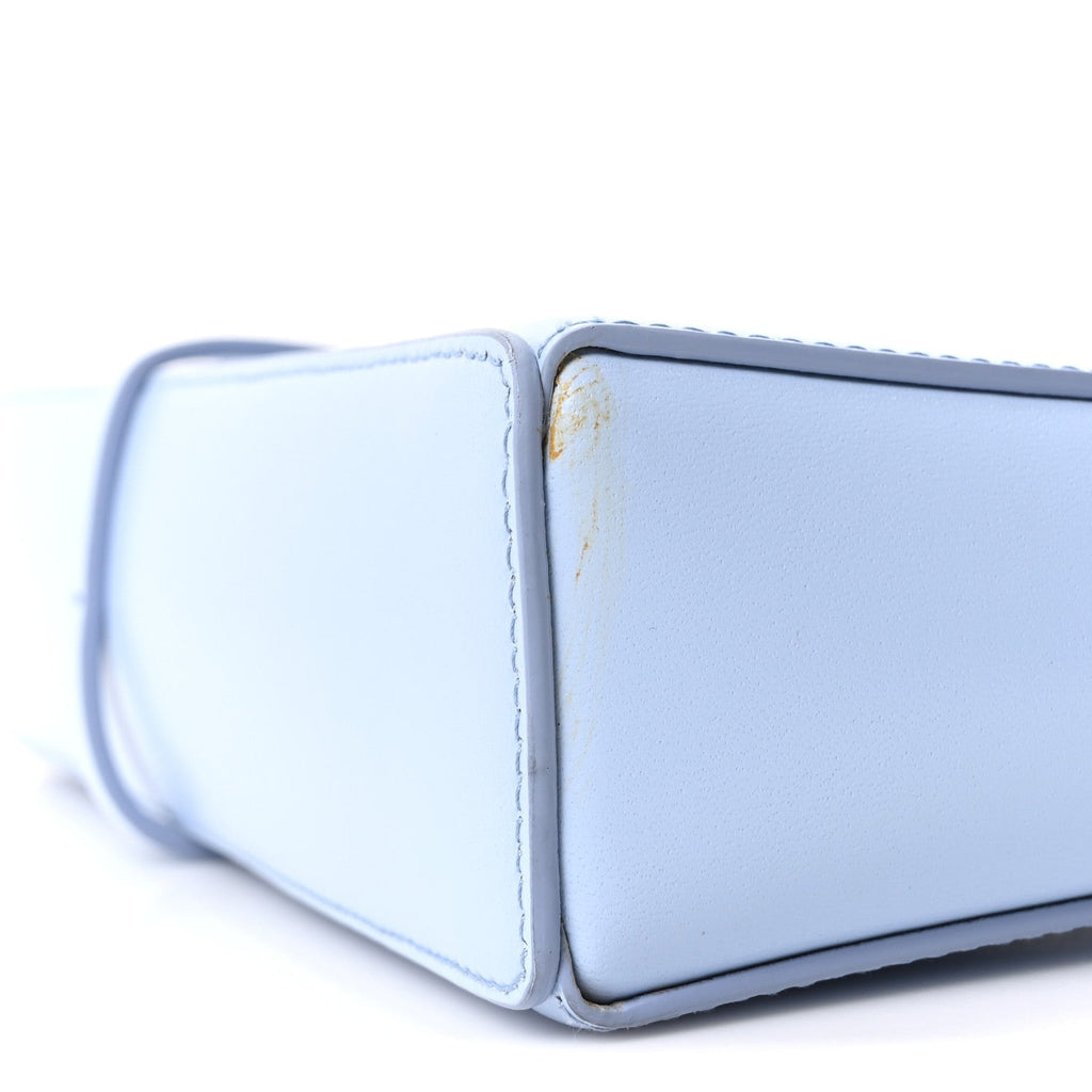 Box Calfskin Small Cut Out Shoulder Bag Light Blue
