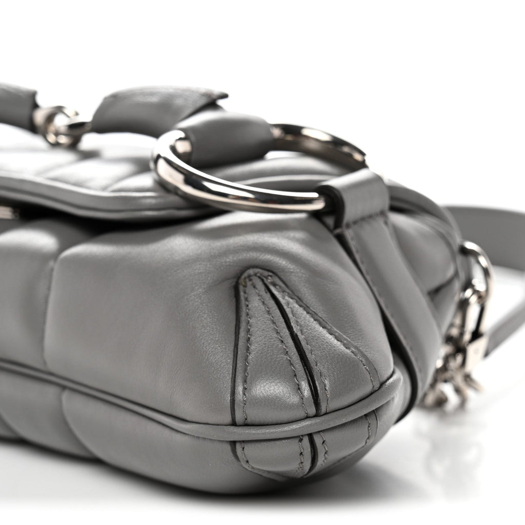 Nappa Vertical Matelasse Small Maxi Horsebit Chain Shoulder Bag Gray