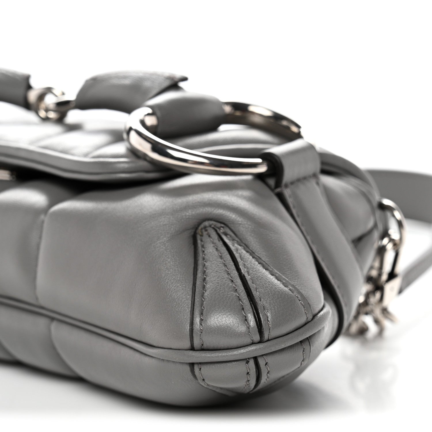Nappa Vertical Matelasse Small Maxi Horsebit Chain Shoulder Bag Gray