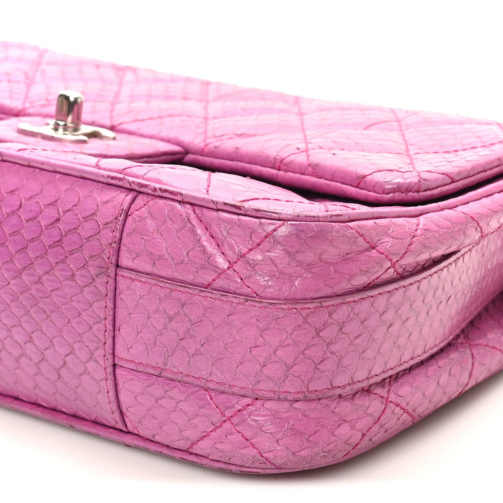 Elaphe Snakeskin Quilted Medium Easy Carry Flap Purple