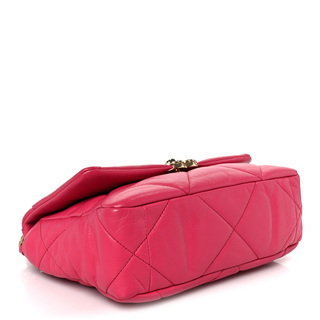 Lambskin Quilted Medium Chanel 19 Flap Dark Pink