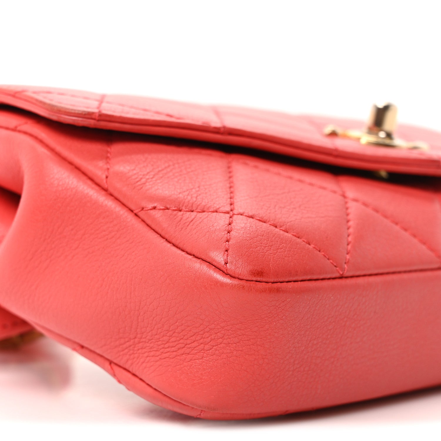Calfskin Quilted Flap Waist Bag Red