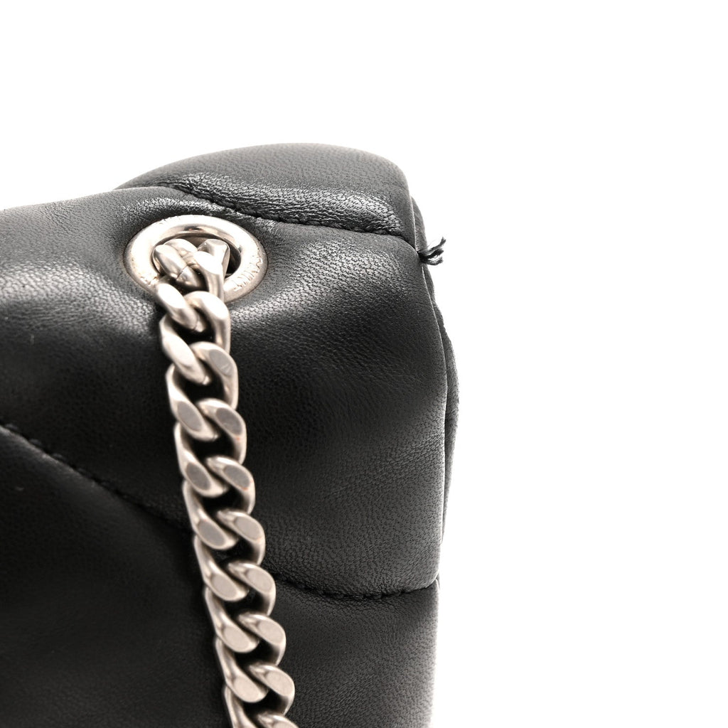Lambskin Quilted Toy Loulou Puffer Monogram Chain Satchel Black