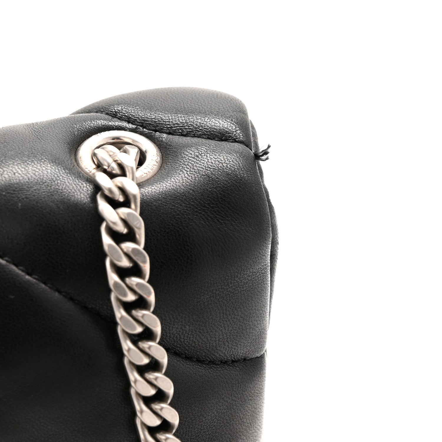 Lambskin Quilted Toy Loulou Puffer Monogram Chain Satchel Black