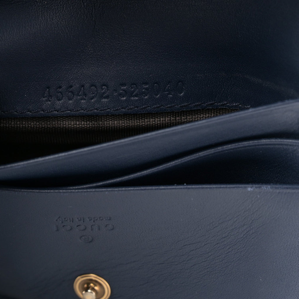 Denim Matelasse Pearly GG Marmont  Case Wallet Blue