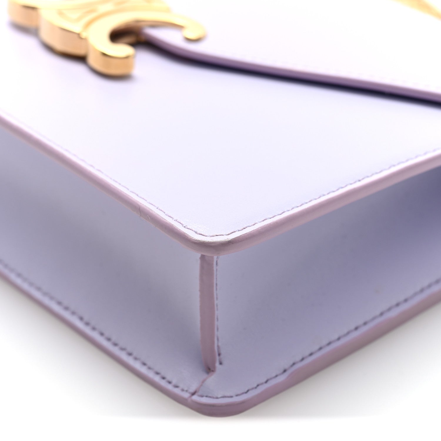 Shiny Calfskin Triomphe Margo Wallet on Chain Light Lavender
