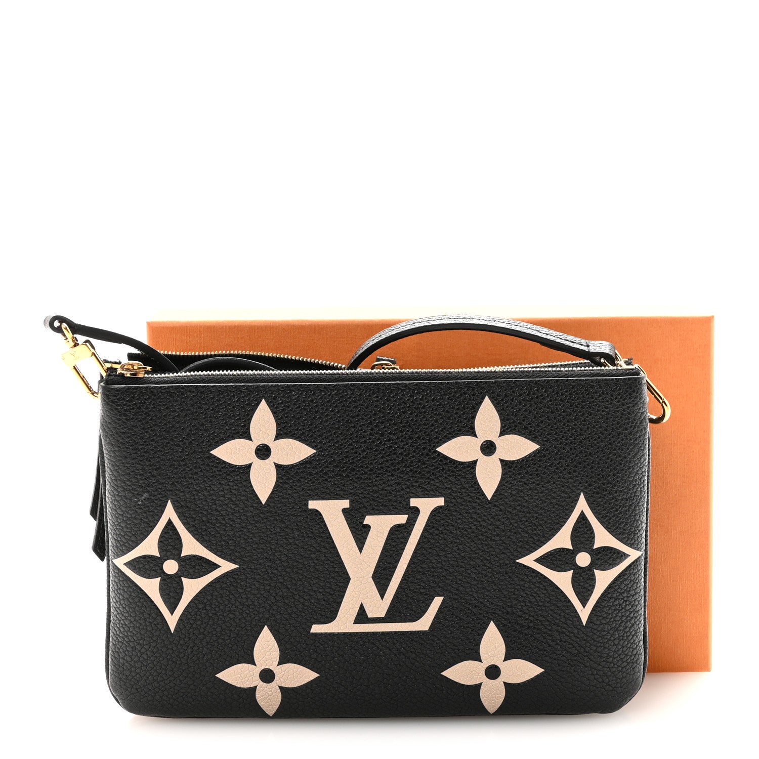 Empreinte Monogram Giant Double Zip Pochette Black Cream