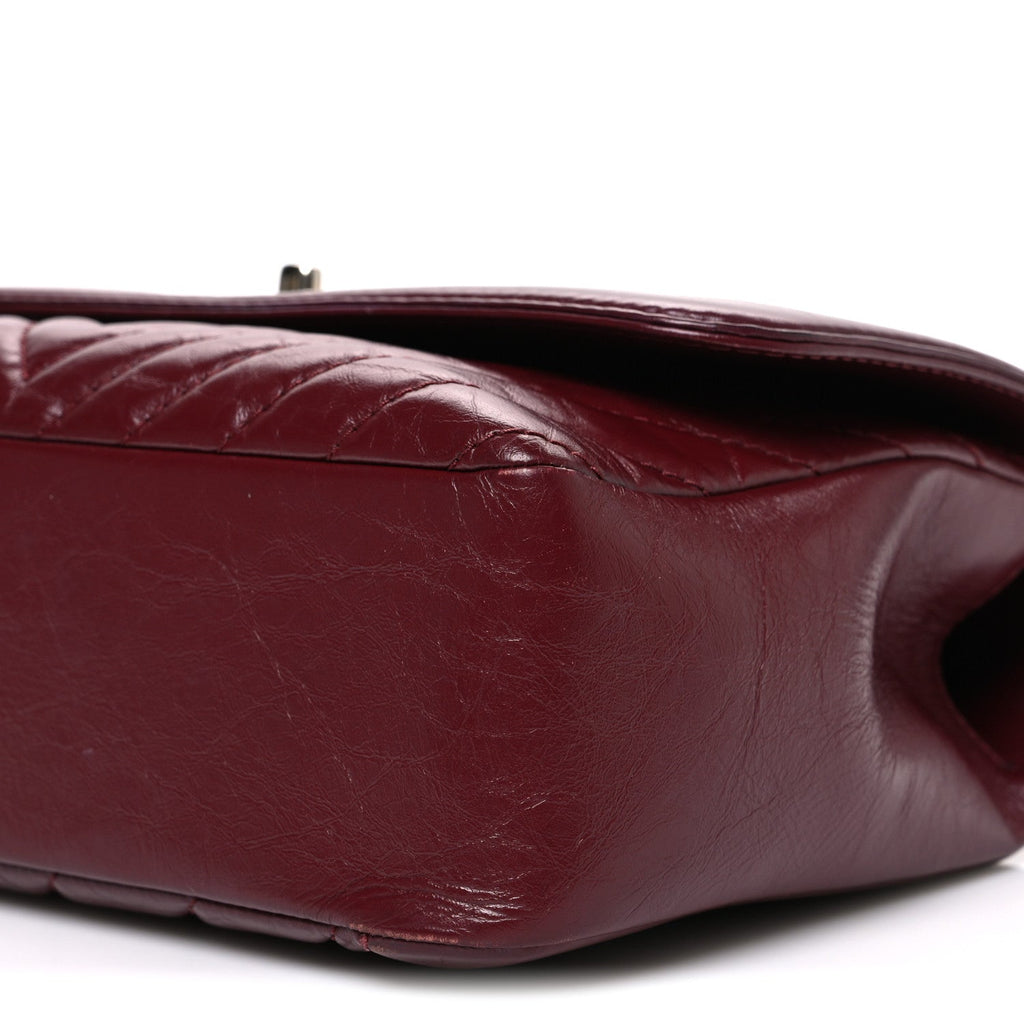Calfskin Chevron Quilted Top Handle Flap Red