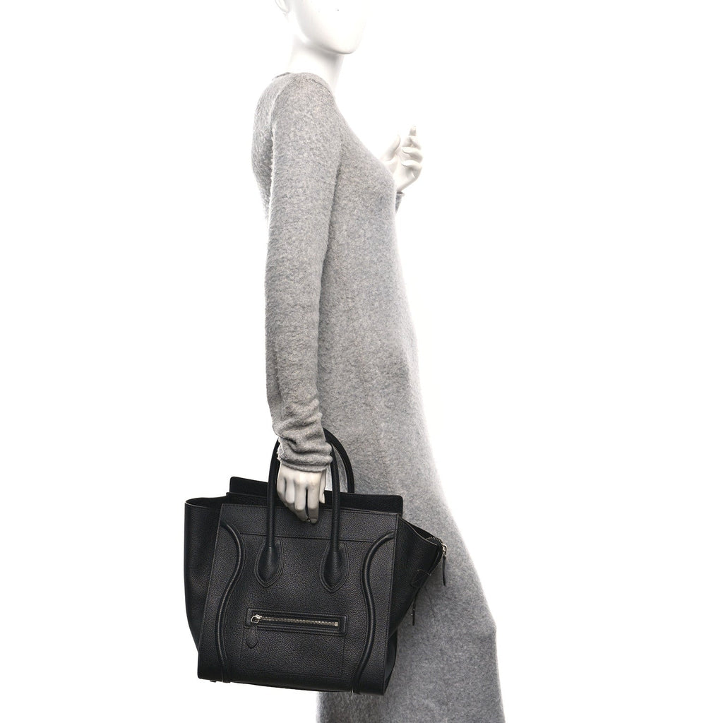 Drummed Calfskin Mini Luggage Black