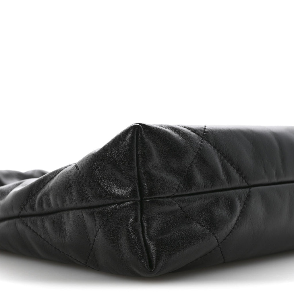 Shiny Calfskin Quilted Small Chanel 22 Black