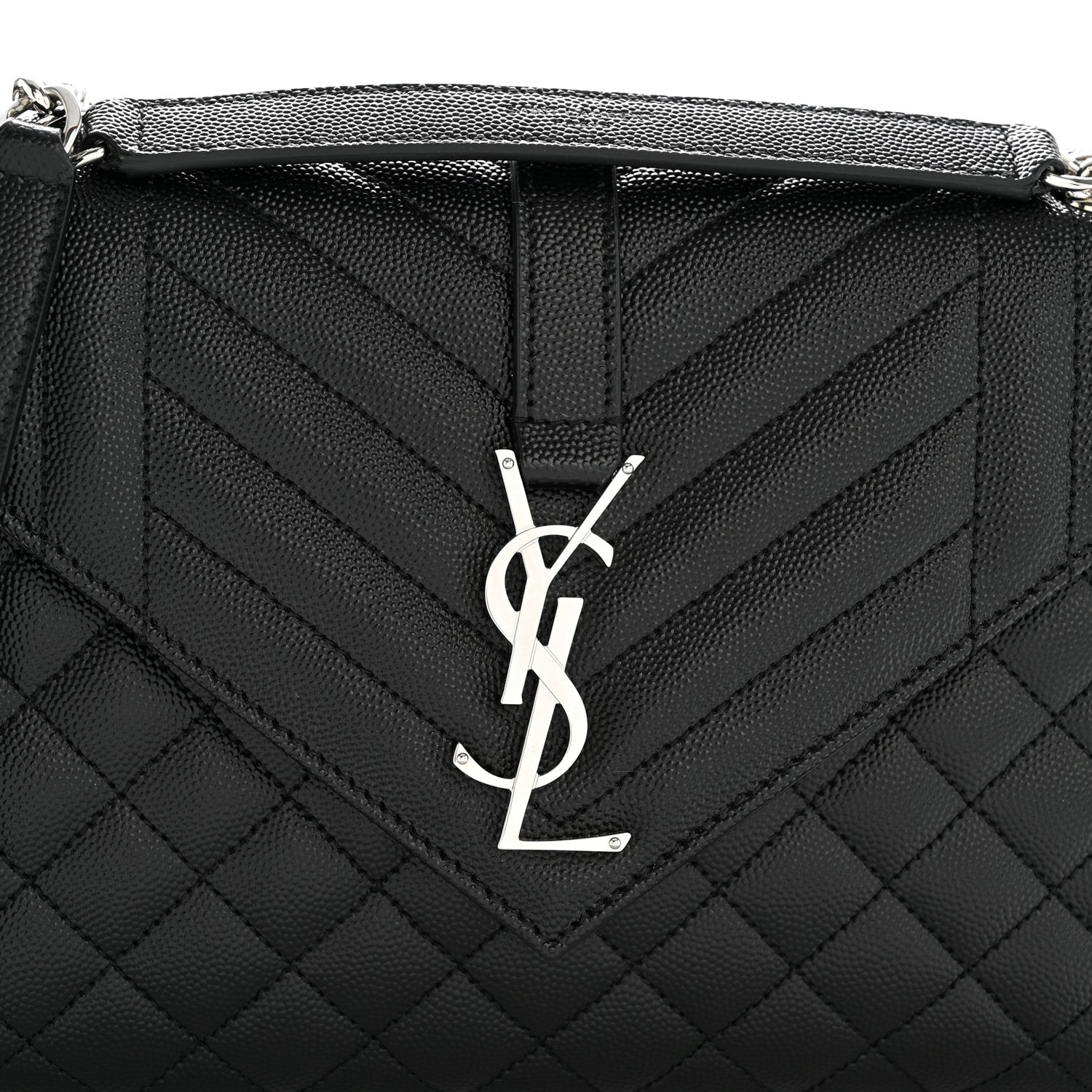 Grain De Poudre Textured Mixed Matelasse Triquilt Medium Monogram Satchel Black
