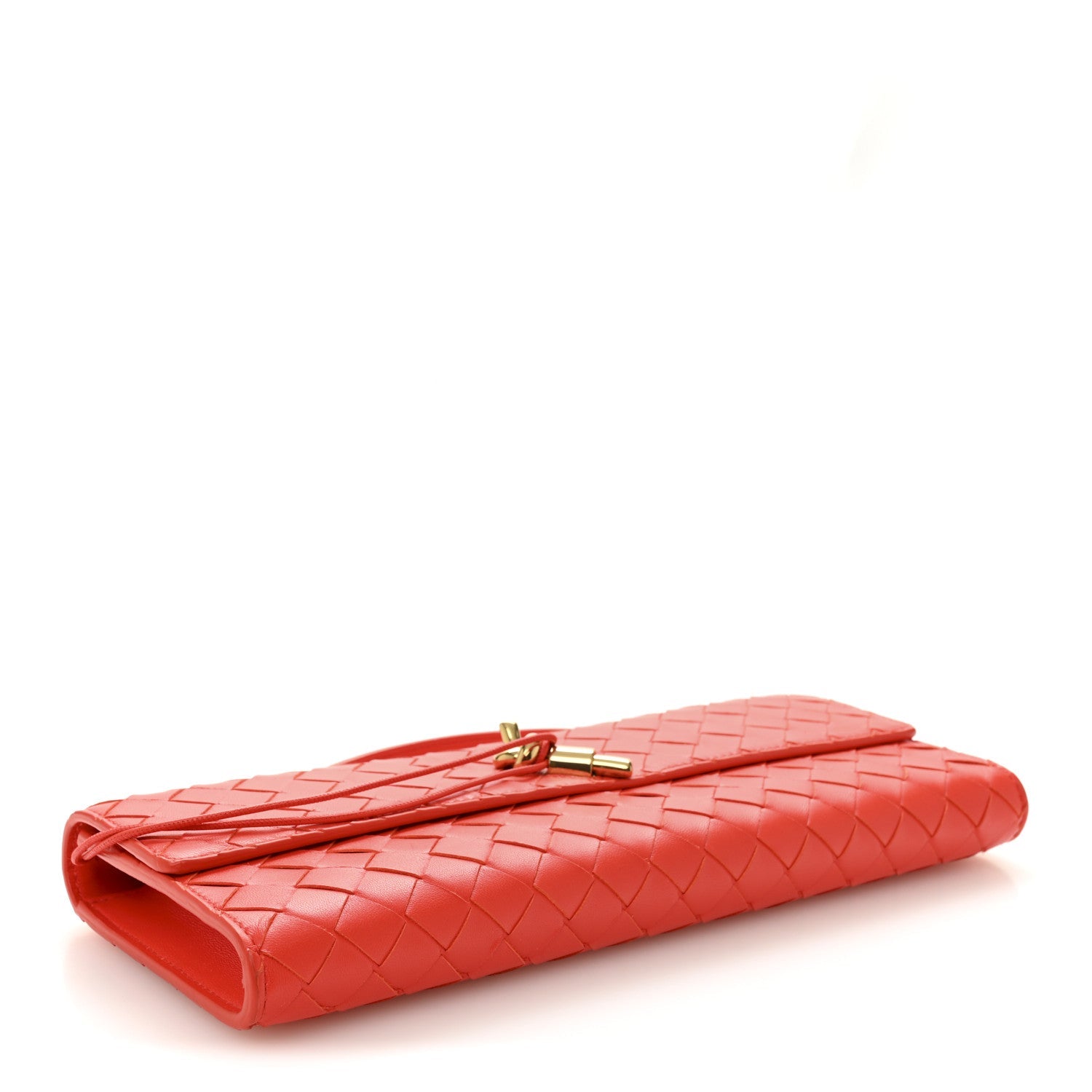 Nappa Intrecciato Long Andiamo Top Handle Clutch Orange
