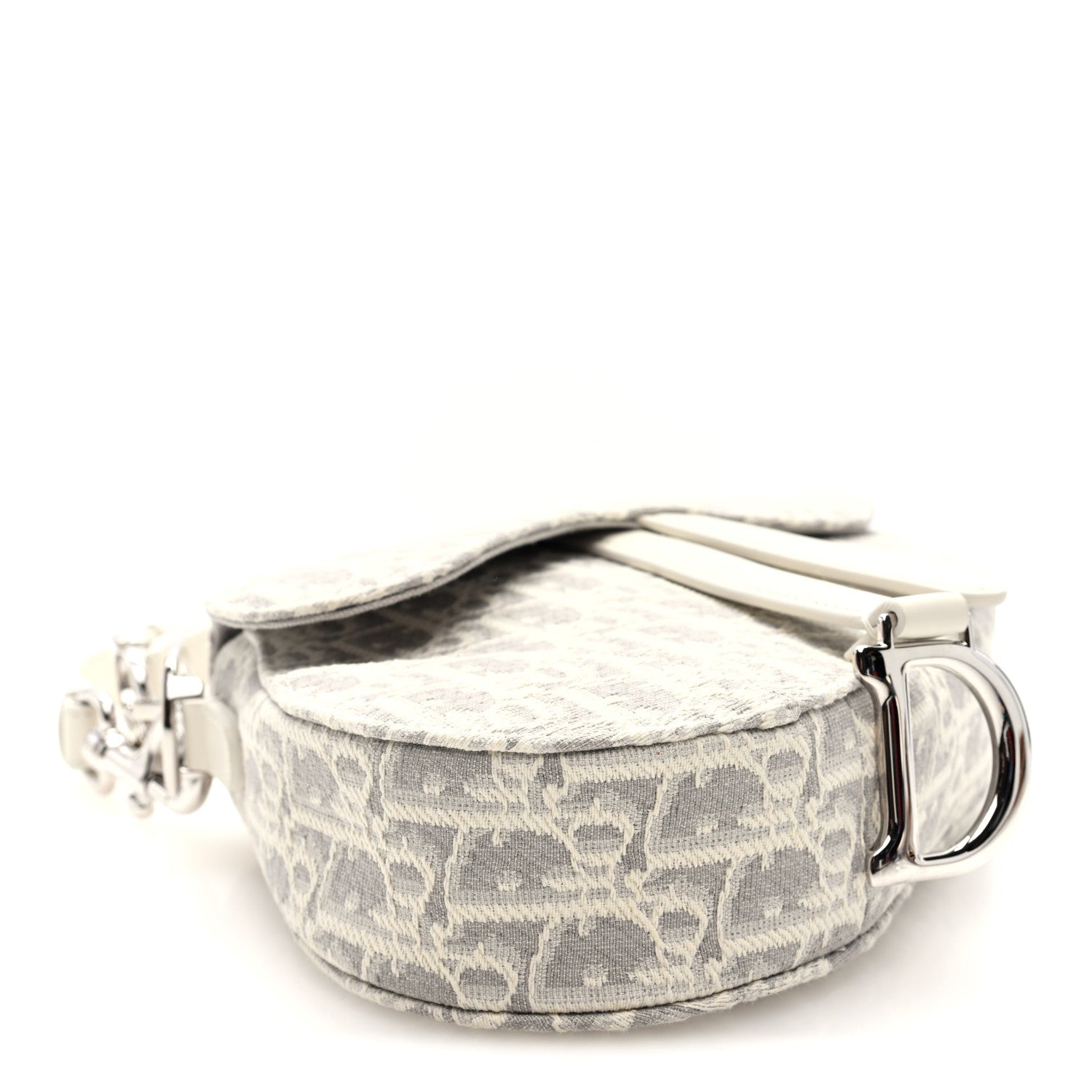 Oblique Mini Saddle Bag With Strap Latte Grey