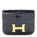 Shiny Alligator Constance Slim Wallet Bleu Abysse