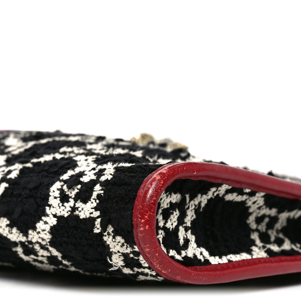 Tweed GG Monogram Large Rajah Chain Tote Romantic Cherry Black White