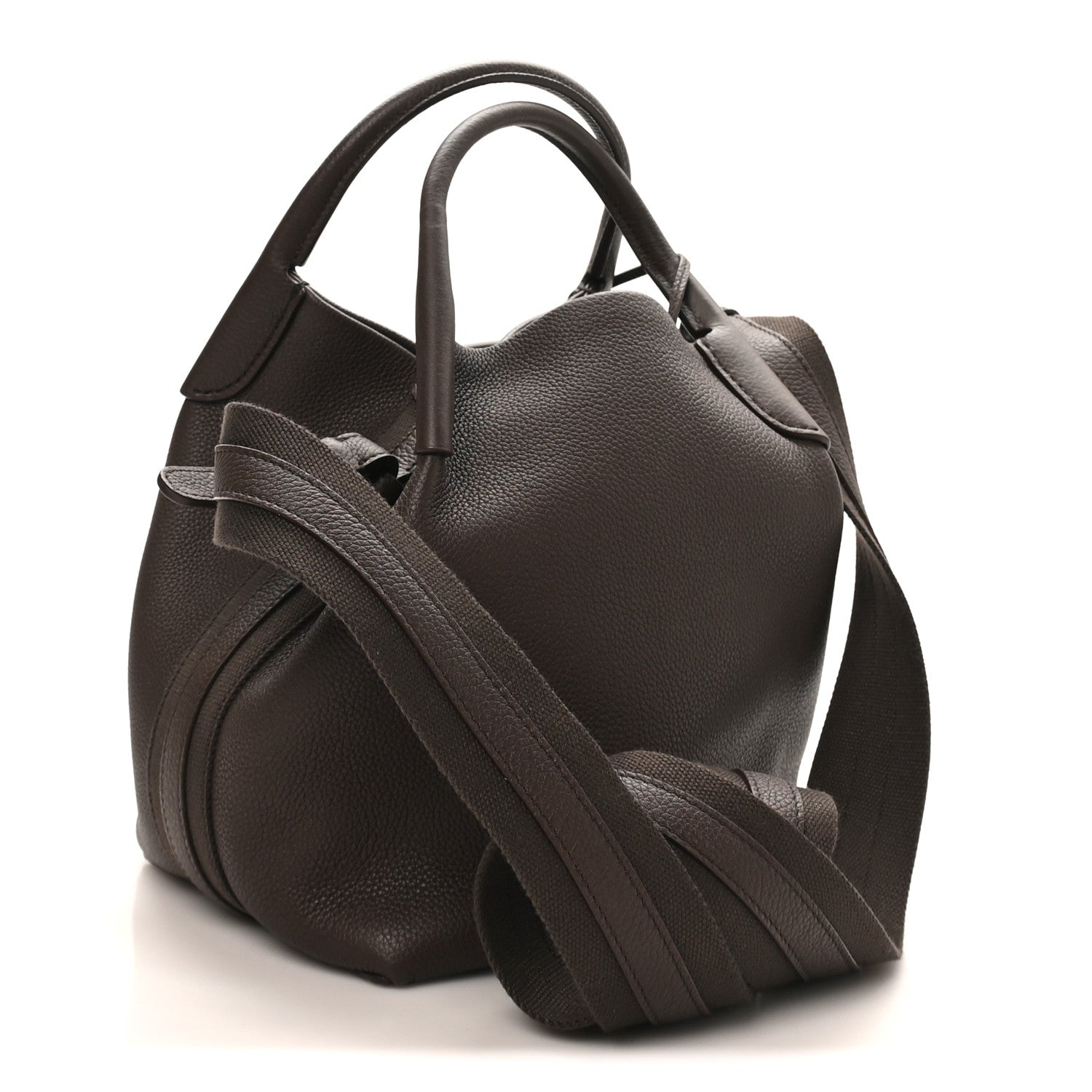 Grained Calfskin Micro Bale Bag Dark Chocolate Licorice