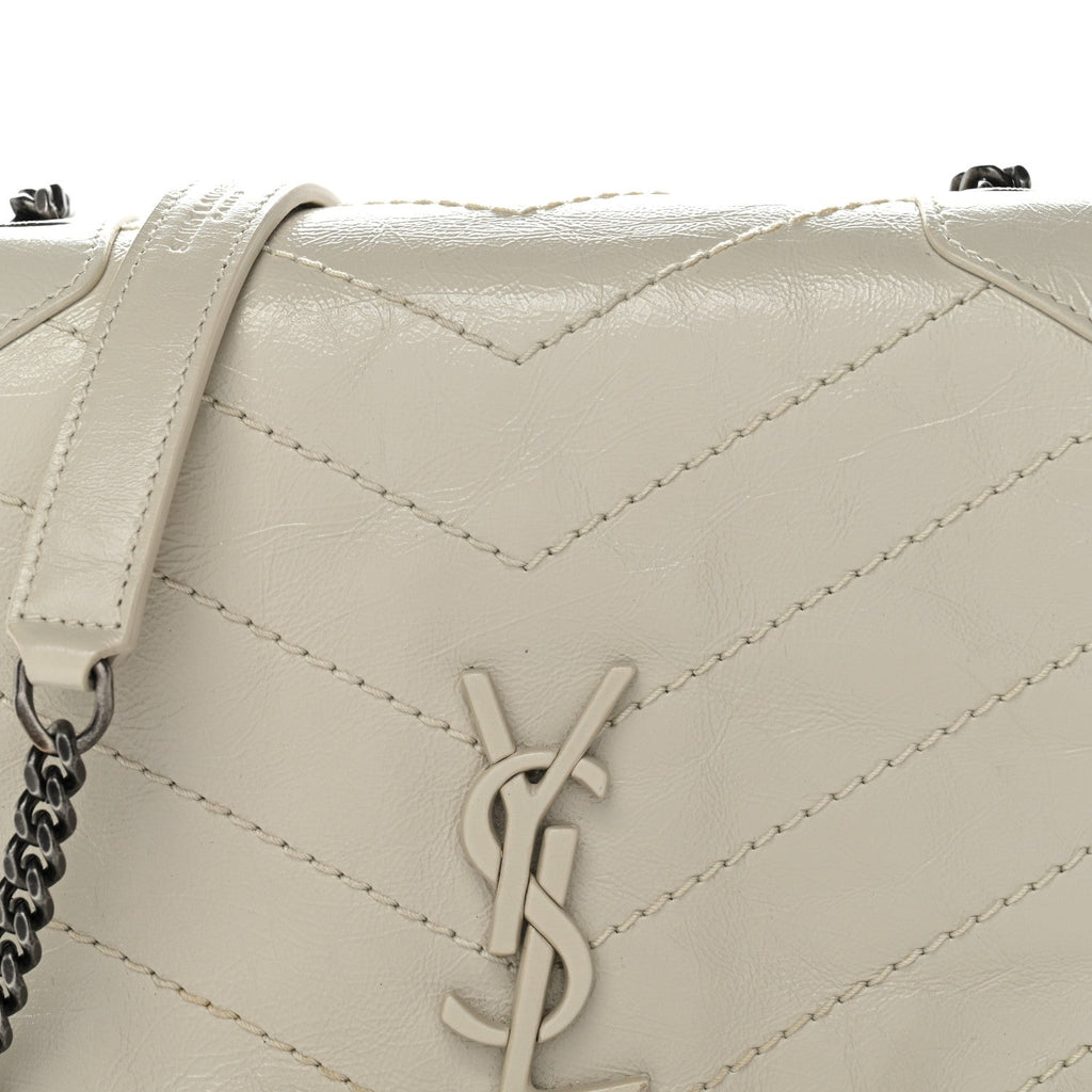 Crinkled Calfskin Matelasse Monogram Niki Chain Wallet Crema Soft