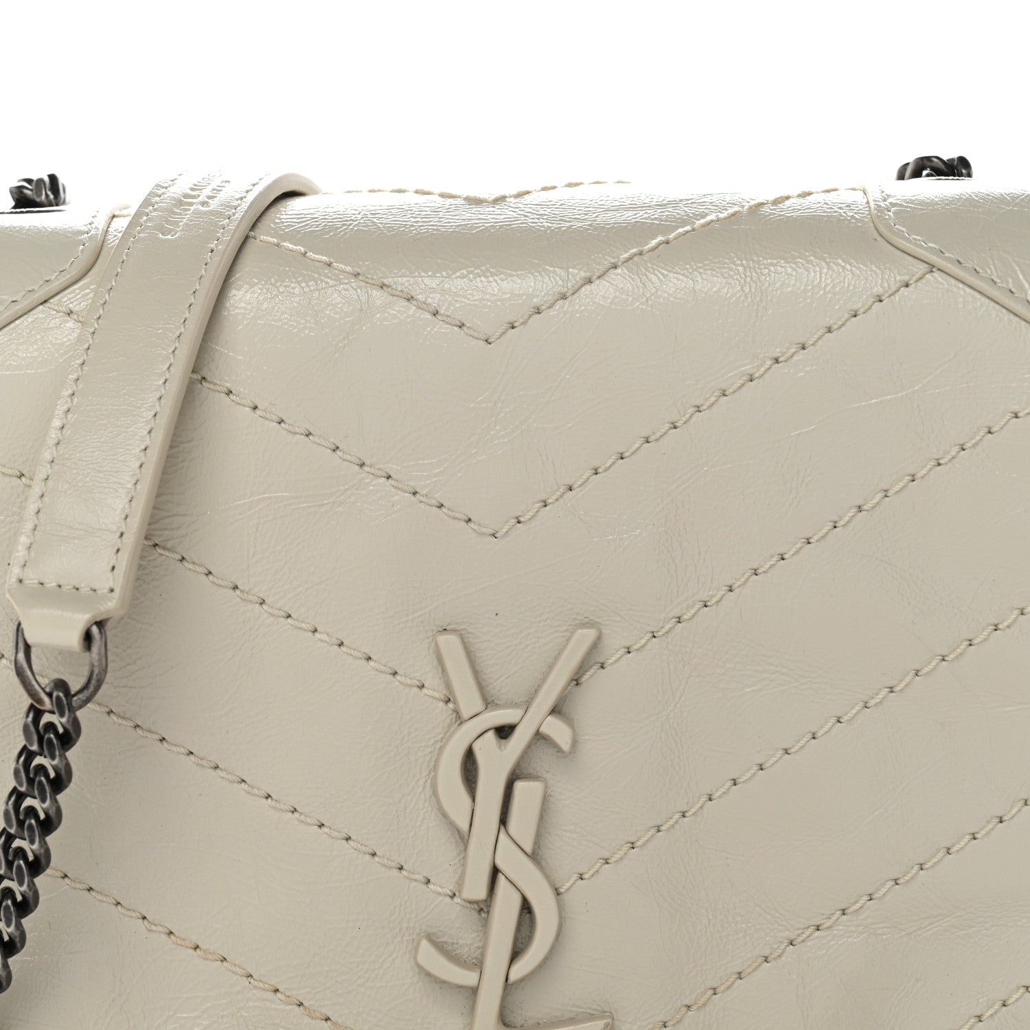 Crinkled Calfskin Matelasse Monogram Niki Chain Wallet Crema Soft