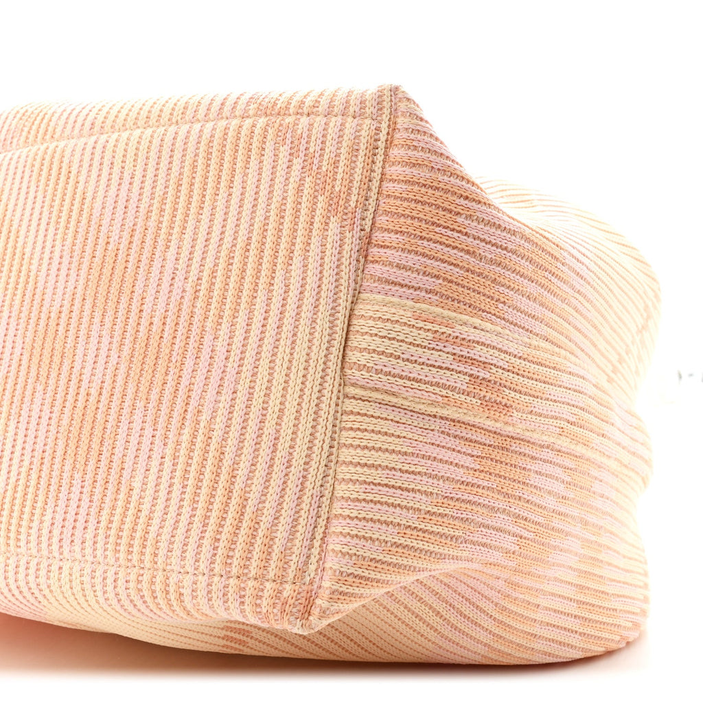 Canvas Knitted Check Medium Peg Duffle Bag Sherbert