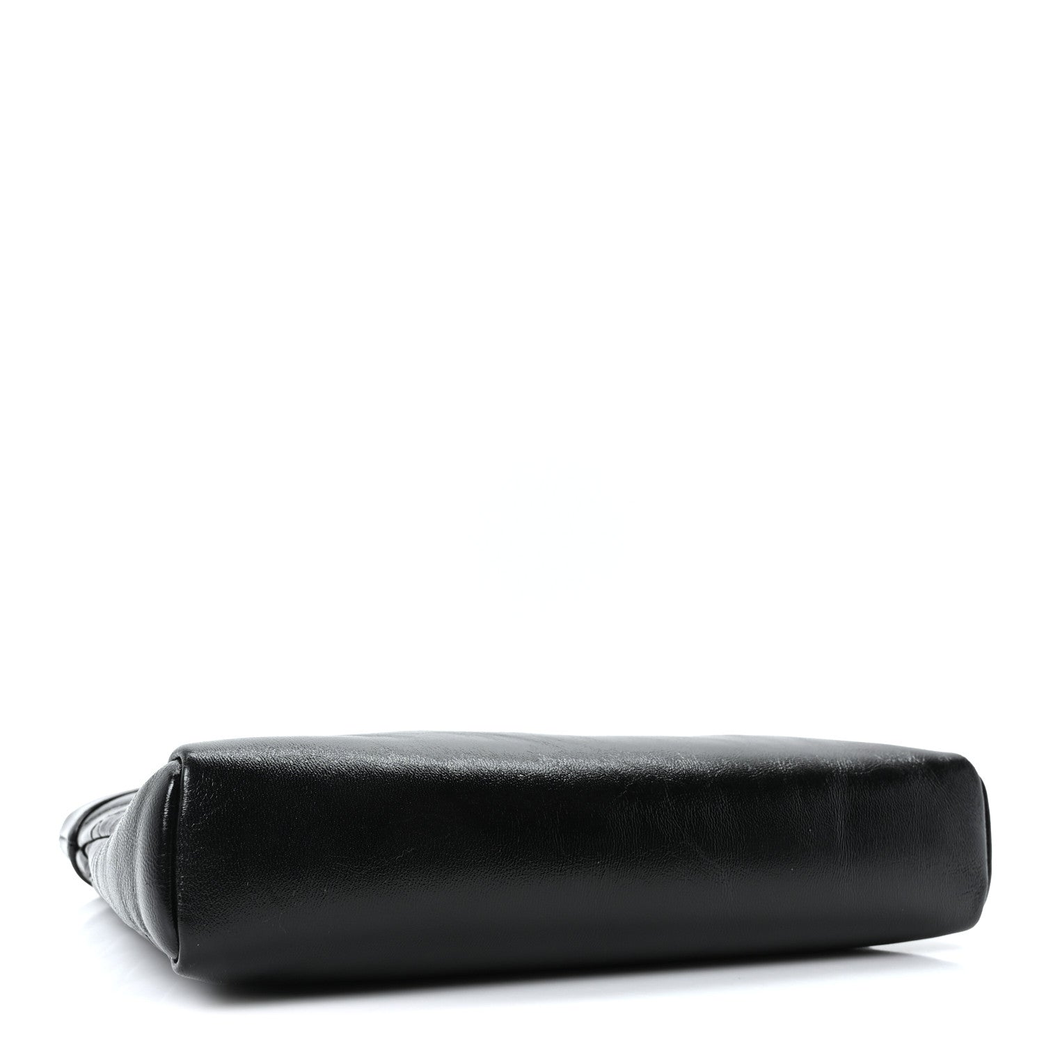Shiny Crumpled Calfskin Quilted Mini 31 Shopping Bag Black