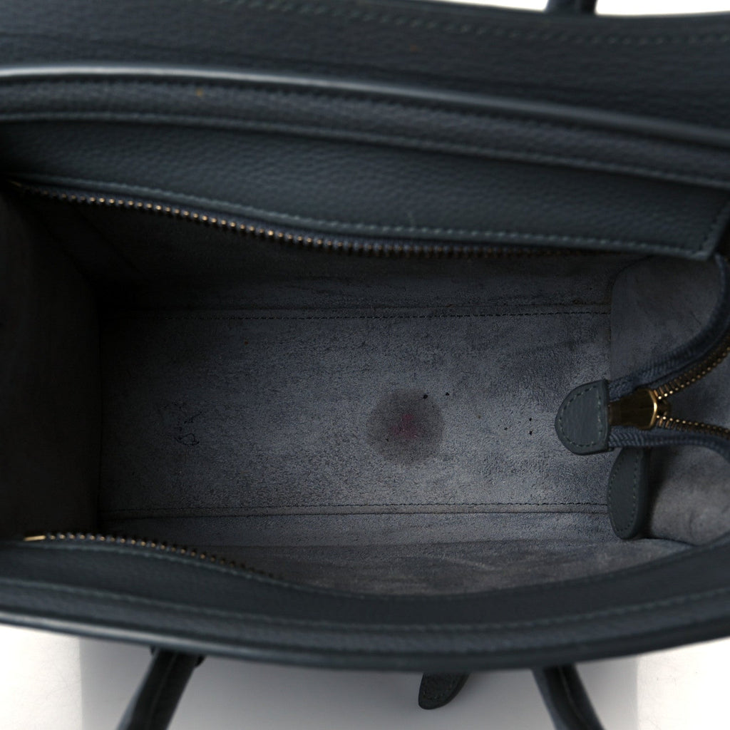 Drummed Calfskin Nano Luggage Kohl