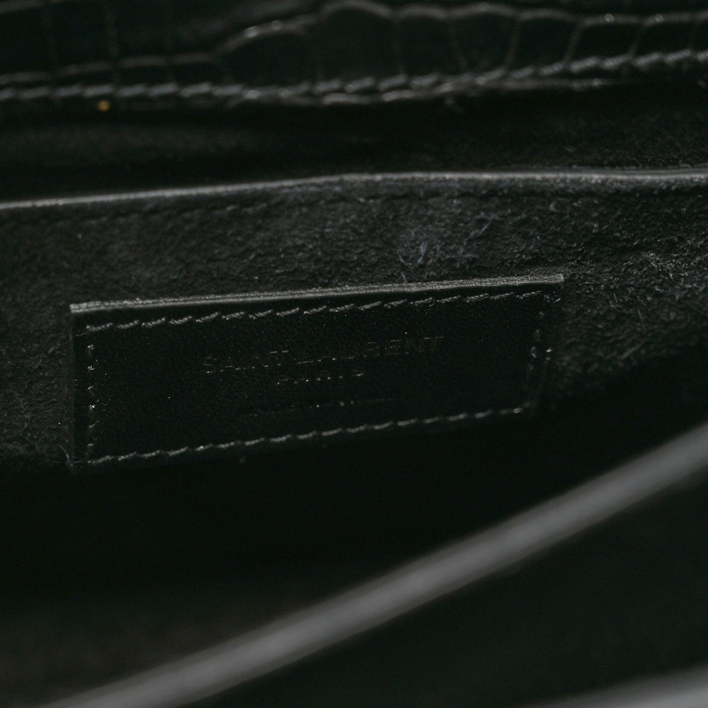 Calfskin Crocodile Embossed Medium Monochrome Monogram Sunset Black