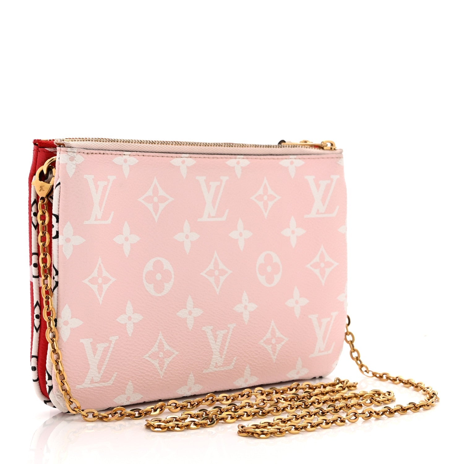 Monogram Giant Double Zip Pochette Rouge