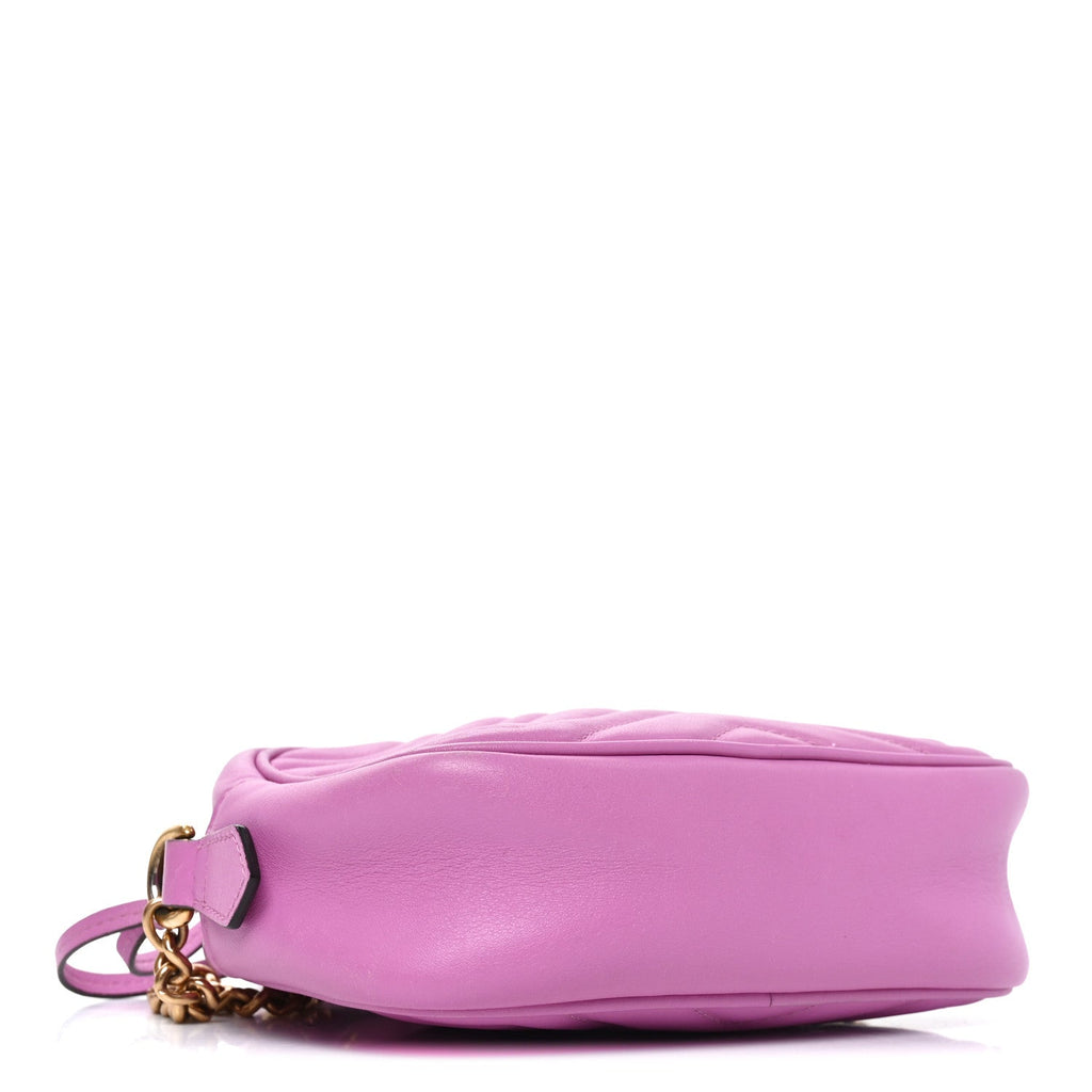Calfskin Matelasse Mini GG Marmont Chain Shoulder Bag Candy Mousse