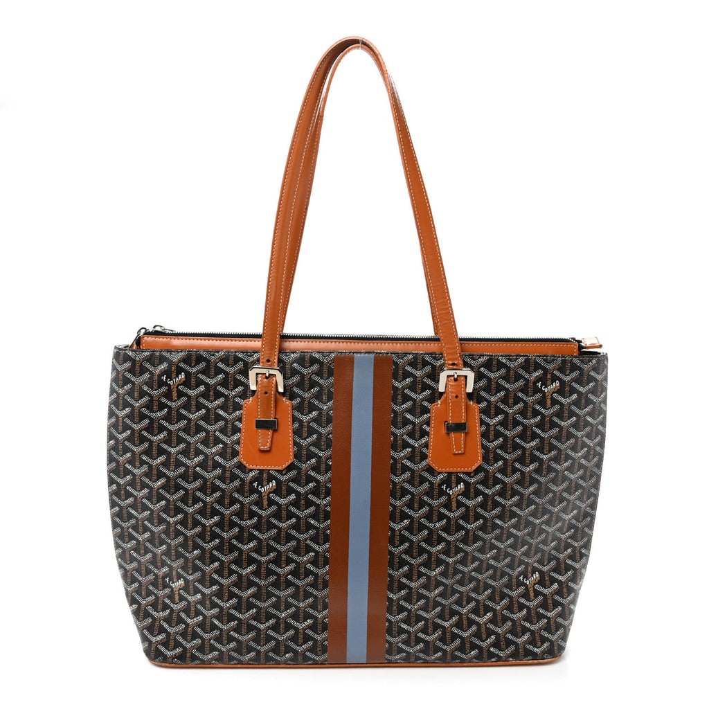Goyardine Stripe Sac Marie Galante GM Black Gold