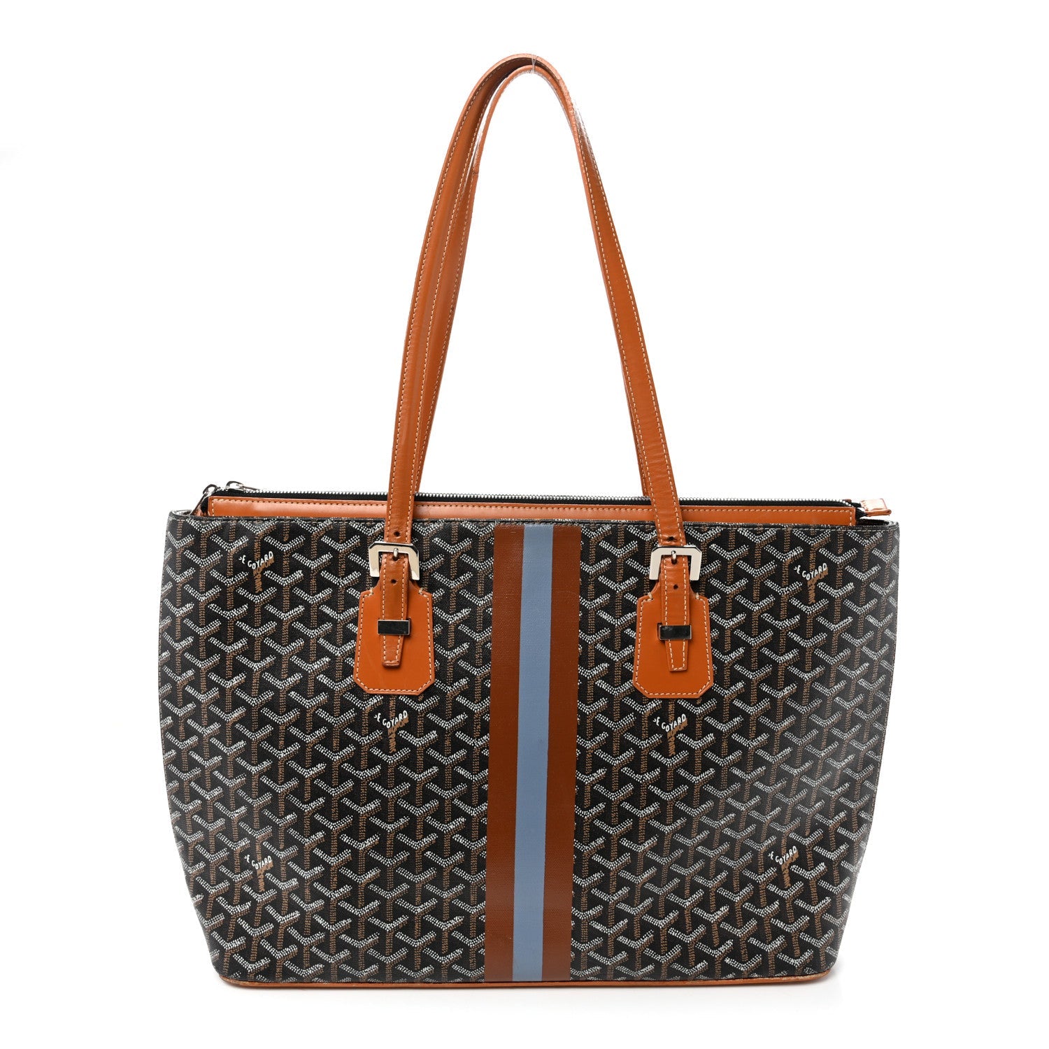 Goyardine Stripe Sac Marie Galante GM Black Gold