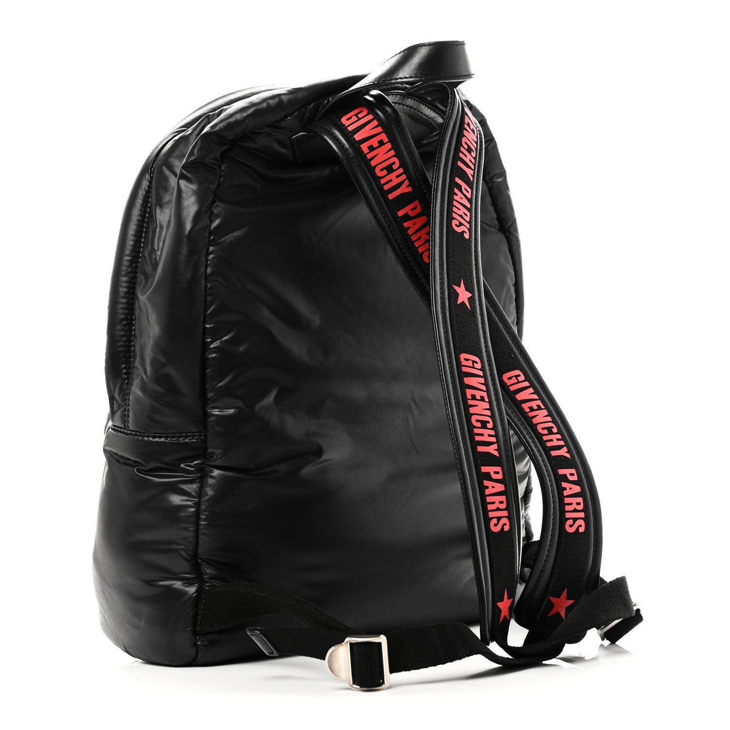 Padded Nylon Small Backpack Black Red