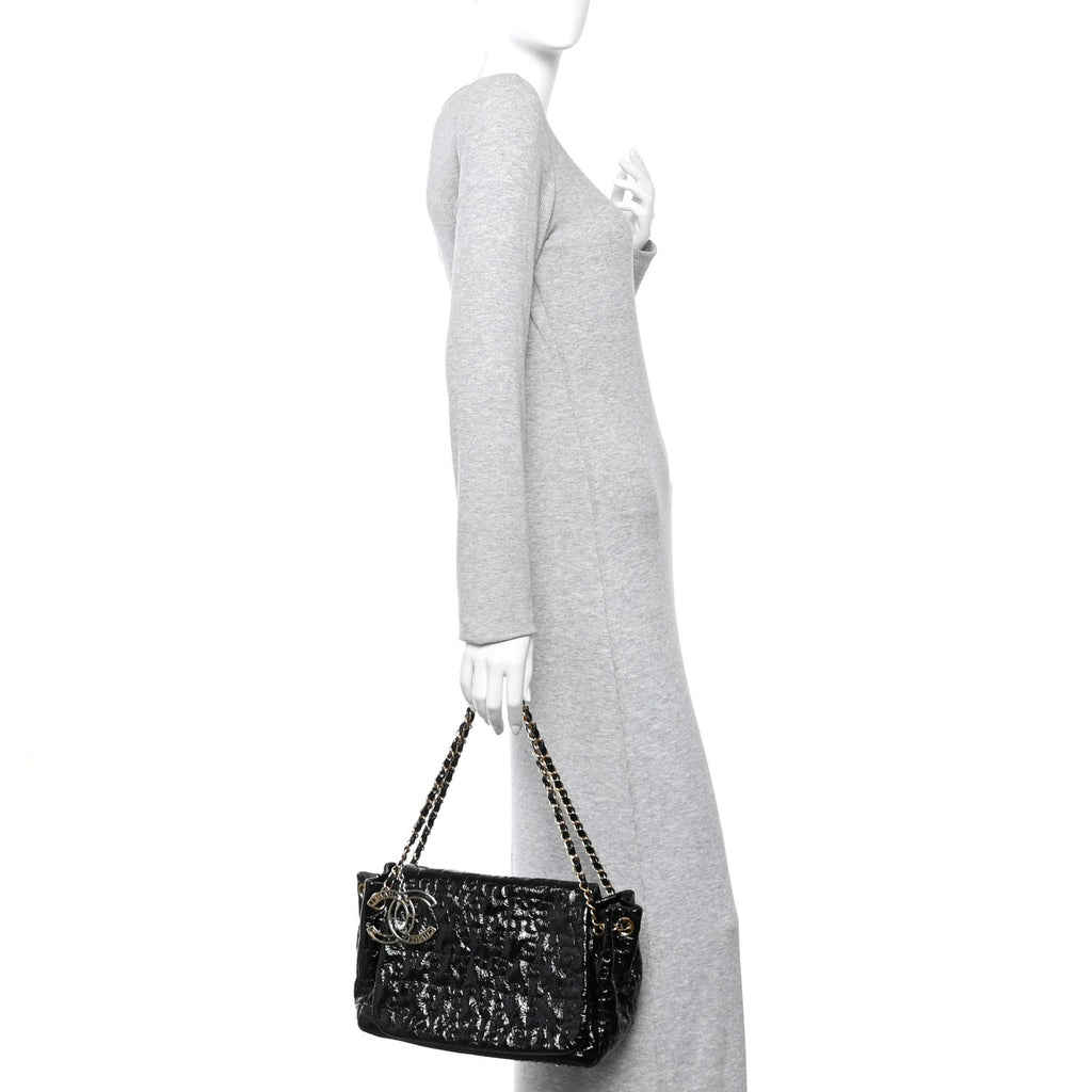 Patent Puzzle Accordion Flap Bag Black